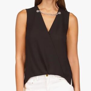 MICHAEL MICHAEL KORS Women's Crepe Chain Faux-Wrap Top